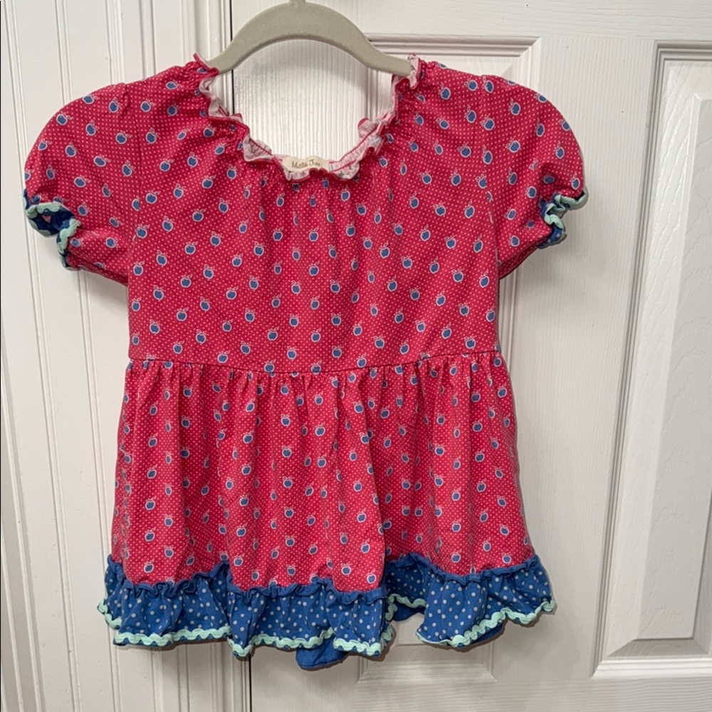 Matilda Jane Red and Blue Peasant Blouse with Ruffled Hem